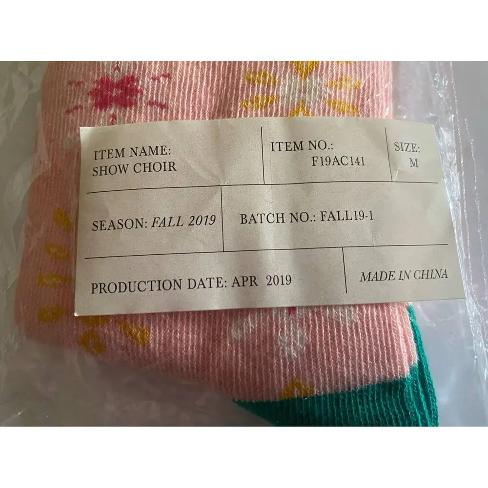 Wildflowers Girls Show Choir Pink and Green Socks Size Medium (11-4Y)